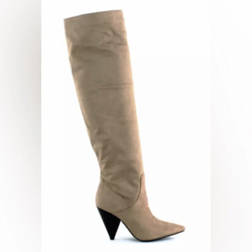 Ingido Rd. Leather Pointed Toe Over Knee Boots
